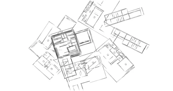 Linhas Abstratas Desenho Conceito Arte Arquitetônica Formas Geométricas Mínimas — Fotografia de Stock