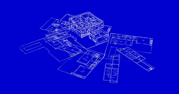 Abstraktní Kreslicí Čáry Architektonickém Pojetí Minimální Geometrické Tvary — Stock fotografie