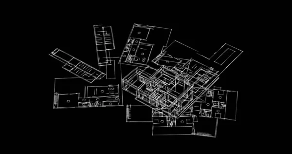 Líneas Abstractas Dibujo Concepto Arte Arquitectónico Formas Geométricas Mínimas — Foto de Stock