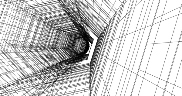 Abstract Drawing Lines Architectural Art Concept Minimal Geometrical Shapes — Stock Photo, Image