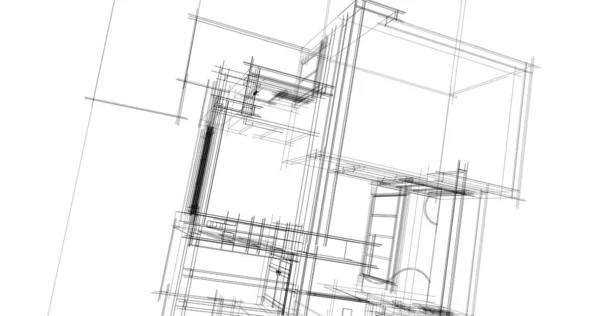 Abstrakcyjne Linie Rysunku Koncepcji Sztuki Architektonicznej Minimalne Kształty Geometryczne — Zdjęcie stockowe