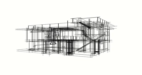 最小限の幾何学的形状建築線 — ストック写真