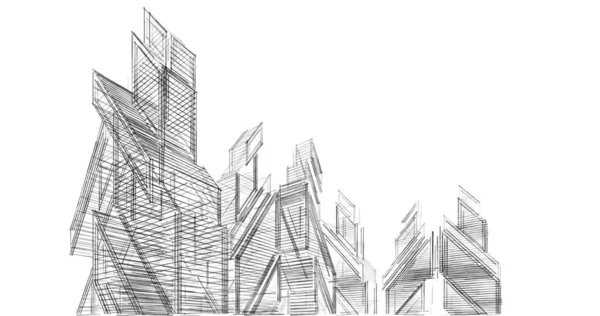 Lignes Dessin Abstraites Dans Concept Art Architectural Formes Géométriques Minimales — Photo