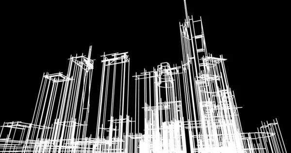 Arkaplanda mimari bina 3d illüstrasyon