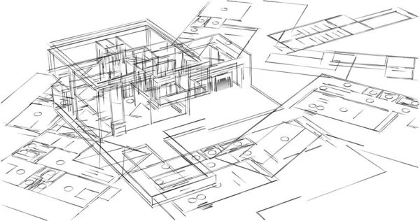 Mimari sanat konseptinde soyut çizgiler, minimum geometrik şekiller. 