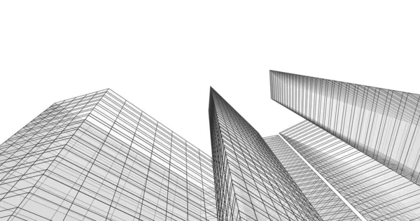 Arkaplanda mimari bina 3d illüstrasyon