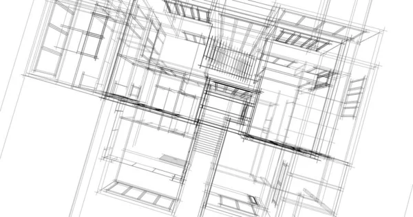 Elvont Rajzvonalak Építészeti Képzőművészetben Minimális Geometriai Formák — Stock Fotó