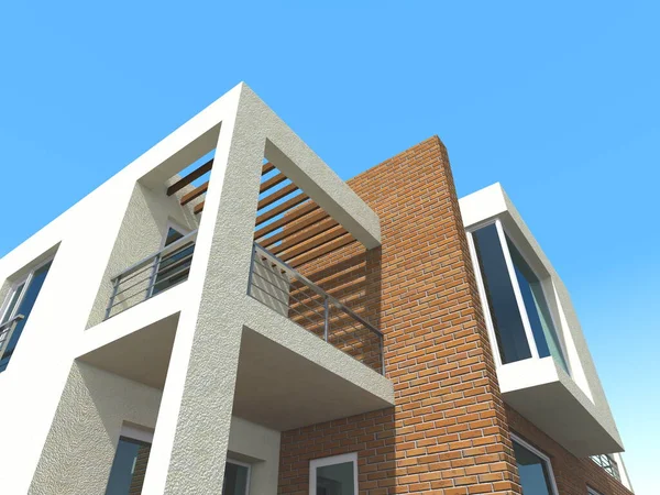 Arkaplanda mimari bina 3d illüstrasyon