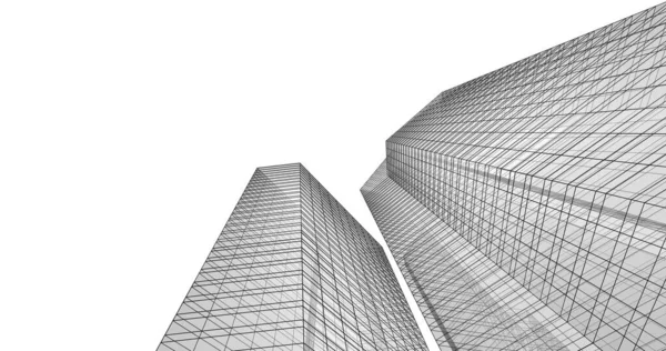 Arkaplanda mimari bina 3d illüstrasyon