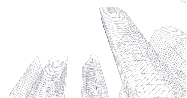 Arkaplanda mimari bina 3d illüstrasyon