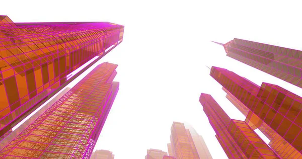 Arkaplanda mimari bina 3d illüstrasyon