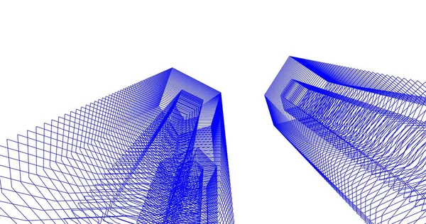 3D建築壁紙のデザイン デジタル建築スケッチ — ストック写真