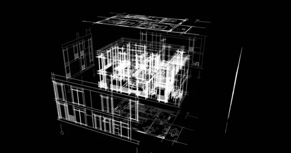 Abstrakcyjne Linie Rysunku Koncepcji Sztuki Architektonicznej Minimalne Kształty Geometryczne — Zdjęcie stockowe