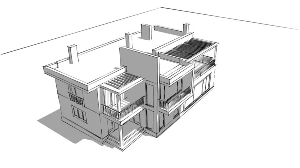 Lignes Dessin Abstraites Dans Concept Art Architectural Formes Géométriques Minimales — Photo