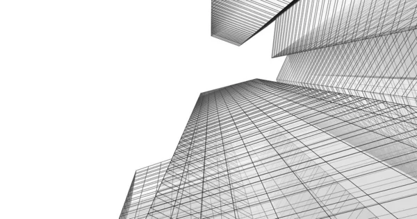 Arkaplanda mimari bina 3d illüstrasyon