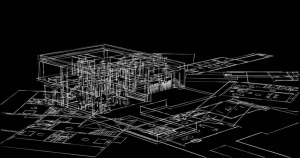 Mimari sanat konseptinde soyut çizgiler, minimum geometrik şekiller. 