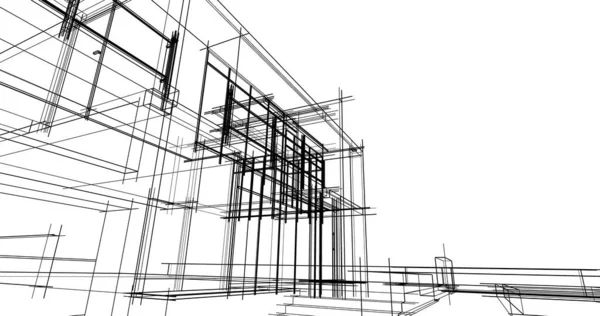 Líneas Abstractas Dibujo Concepto Arte Arquitectónico Formas Geométricas Mínimas — Foto de Stock