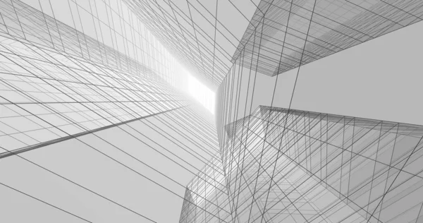 Arkaplanda mimari bina 3d illüstrasyon