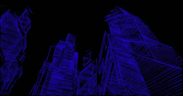 Arkaplanda mimari bina 3d illüstrasyon