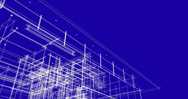 Arkaplanda mimari bina 3d illüstrasyon