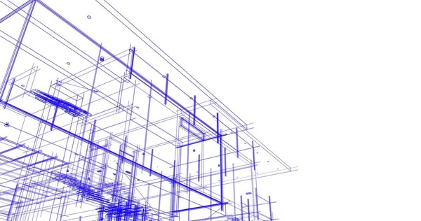 Arkaplanda mimari bina 3d illüstrasyon