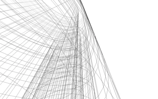 Líneas Abstractas Dibujo Concepto Arte Arquitectónico Formas Geométricas Mínimas —  Fotos de Stock