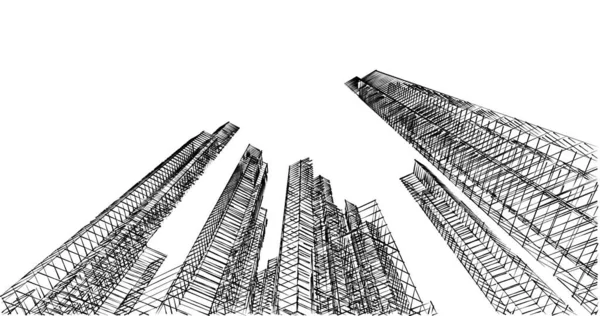 Arkaplanda mimari bina 3d illüstrasyon