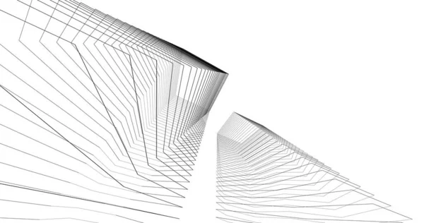 Abstrakcyjne Linie Rysunku Koncepcji Sztuki Architektonicznej Minimalne Kształty Geometryczne — Zdjęcie stockowe