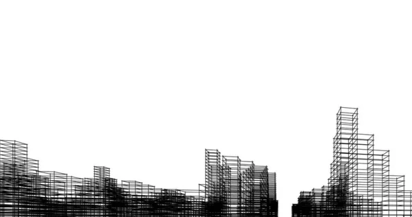 Szkic Sztuka Geometryczne Architektoniczne Budowa Budynków — Zdjęcie stockowe