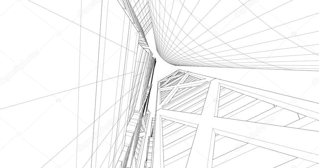 architecture building 3d illustration on background