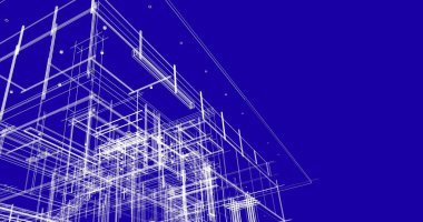 Arkaplanda mimari bina 3d illüstrasyon