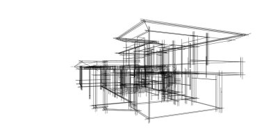 Mimari sanat konseptinde soyut çizgiler, minimum geometrik şekiller. 