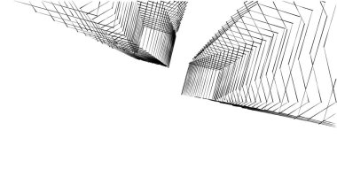 Mimari sanat konseptinde soyut çizgiler, minimum geometrik şekiller. 