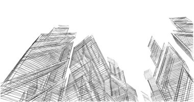 Mimari sanat konseptinde soyut çizgiler, minimum geometrik şekiller. 