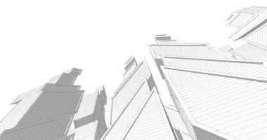 Mimari sanat konseptinde soyut çizgiler, minimum geometrik şekiller. 