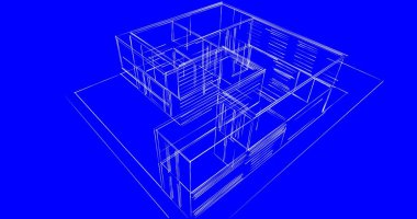 Arkaplanda mimari bina 3d illüstrasyon