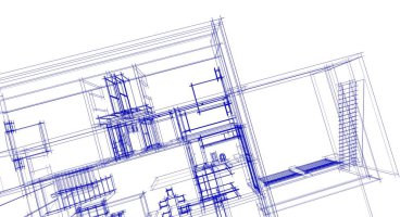 Mimari sanat konseptinde soyut çizgiler, minimum geometrik şekiller. 
