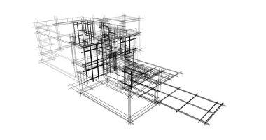 Mimari sanat konseptinde soyut çizgiler, minimum geometrik şekiller. 