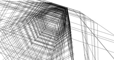 Arkaplanda mimari bina 3d illüstrasyon