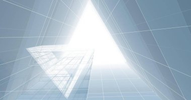 Arkaplanda mimari bina 3d illüstrasyon