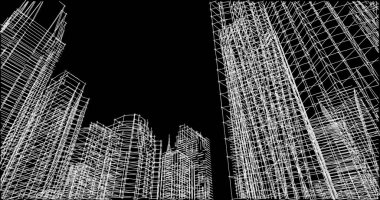 Mimari sanat konseptinde soyut çizgiler, minimum geometrik şekiller. 