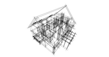 Arkaplanda mimari bina 3d illüstrasyon