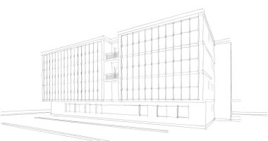 Mimari sanat konseptinde soyut çizgiler, minimum geometrik şekiller. 