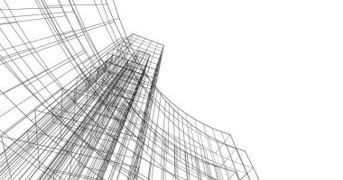 Mimari sanat konseptinde soyut çizgiler, minimum geometrik şekiller. 