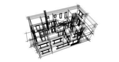 Mimari sanat konseptinde soyut çizgiler, minimum geometrik şekiller. 