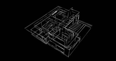 Mimari sanat konseptinde soyut çizgiler, minimum geometrik şekiller. 