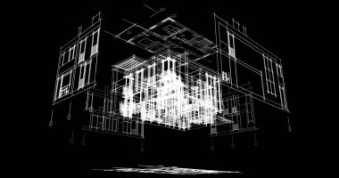 Mimari sanat konseptinde soyut çizgiler, minimum geometrik şekiller. 