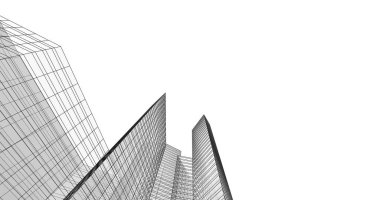 Arkaplanda mimari bina 3d illüstrasyon