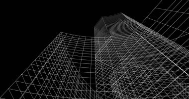 Mimari sanat konseptinde soyut çizgiler, minimum geometrik şekiller. 