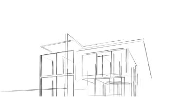 Mimari sanat konseptinde soyut çizgiler, minimum geometrik şekiller. 